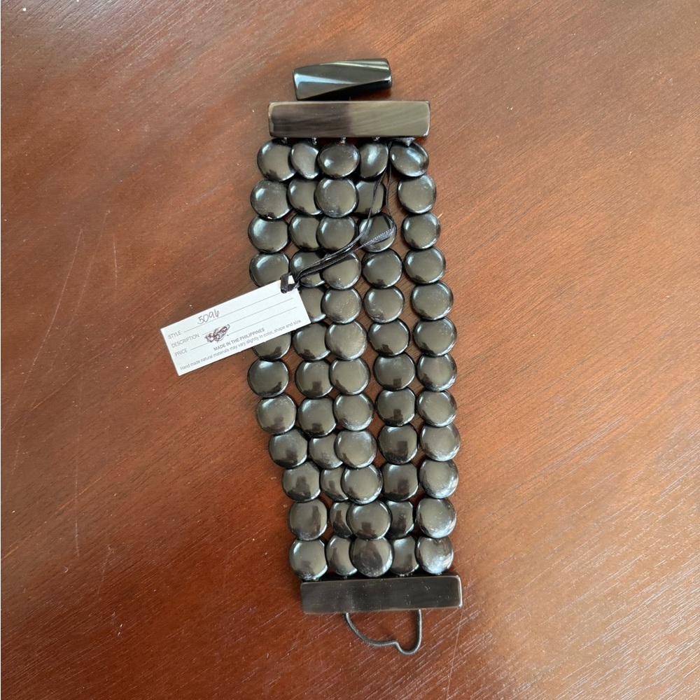 Chunky Black Beaded Stretch Bracelet